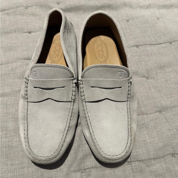 Tod's Gray Suede Penny Loafers Slip-Ons - Picture 1 of 3